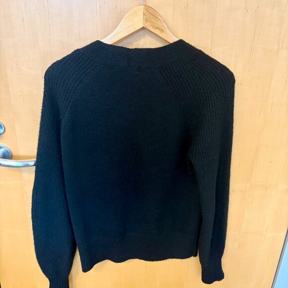 Black Women's V-Neck Cardigan - Picture 2 of 4